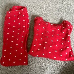 Baby GAP Girls Red + White Heart 2 Piece Pajama Set - organic cotton - Size 5